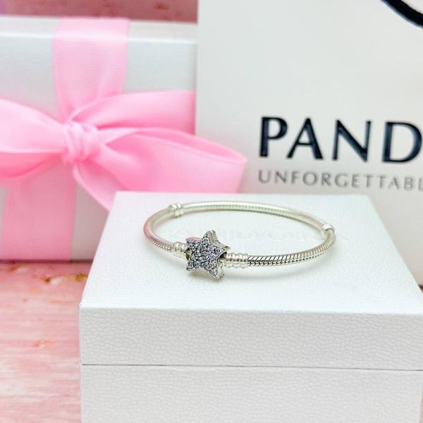 Срібний браслет Pandora із асиметричною застібкою-зіркою 055-21743 фото