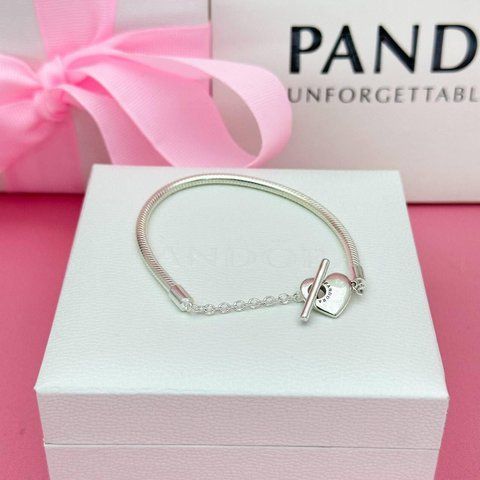 Срібний браслет Pandora із T-застібкою у вигляді серця 055-20957 фото